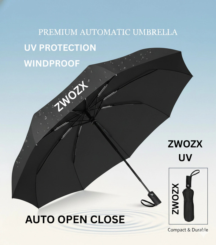 JIMIGO Compact 3 Fold Umbrella for Men & Women | Windproof, UV Protection, Travel Use Umbrella(Black)