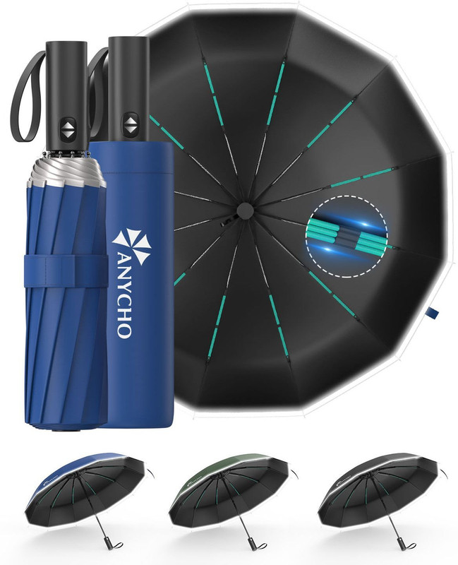 Anycho Umbrella for Women 4 fold, Automatic Umbrella for Men, Folding Umbrella for UV Umbrella(Black)