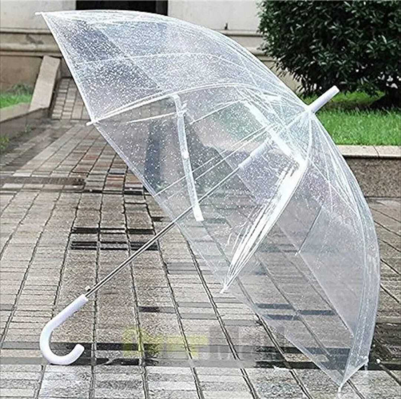 VERMAJI Stylish Transparent Bubble Umbrella with J Hook Handle Umbrella(Transparent)
