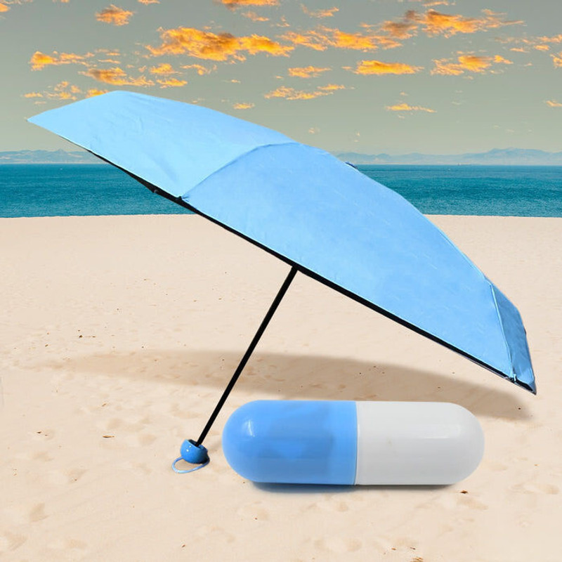 DeoDap 5-fold Manual Umbrella With Capsule Case - Windproof & Rainproof Umbrella(Blue)