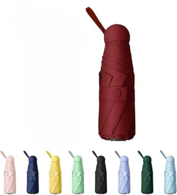 KASTBHAJAN IMPORT EXPROT Ultra Mini UV Coated 4-Fold Capsule Umbrella Umbrella(Red)