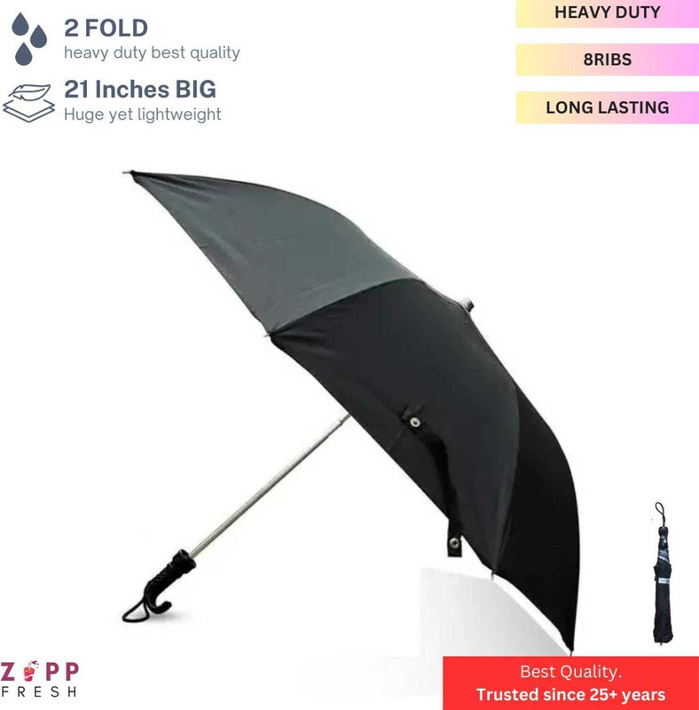 khan gift house Orange 2 Fold Mono Silver Black Umbrella (pack 2) combo Umbrella(Black)