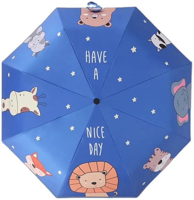 Dark Moon Cute Cartoon Print Kids Umbrella for girls - Easy for Kids to Carry Umbrella(Blue)