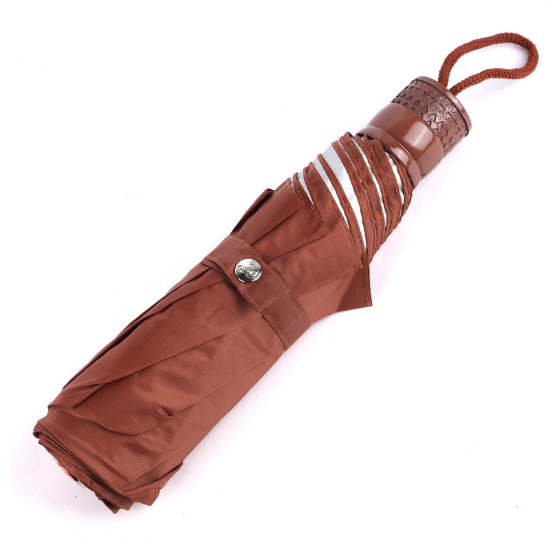 ORANGE 3 FOLD MONO SILVER 21.5 INCH MANUAL OPENING UMBRELLA FOR MENS AND WOMENS Umbrella(Brown)