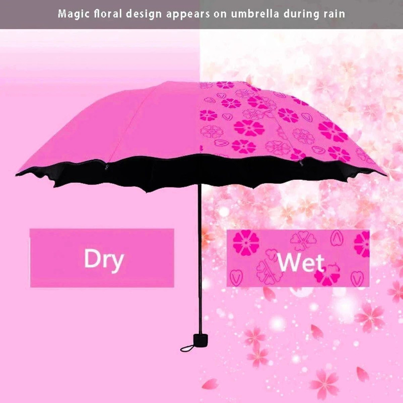 Adorazone UV-Rays Safe 23" Large Size 3-Fold Umbrella, Magic Umbrella For Men,Women & Kids Umbrella(Pink)