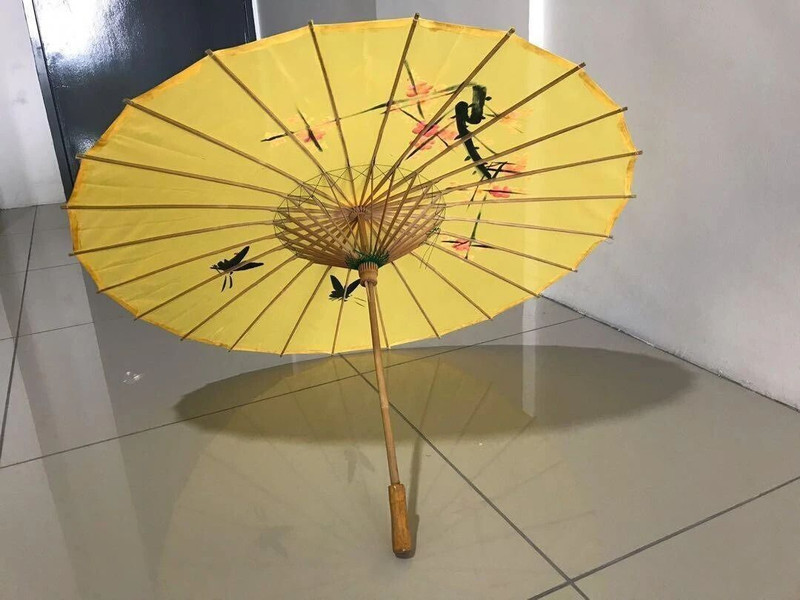 AMACO Traditional Wooden Chinese Japanese Cloth Oiled Paper Umbrella Parasol For Wedding,Parties,Photography Umbrella (YELLOW) Umbrella(Yellow)