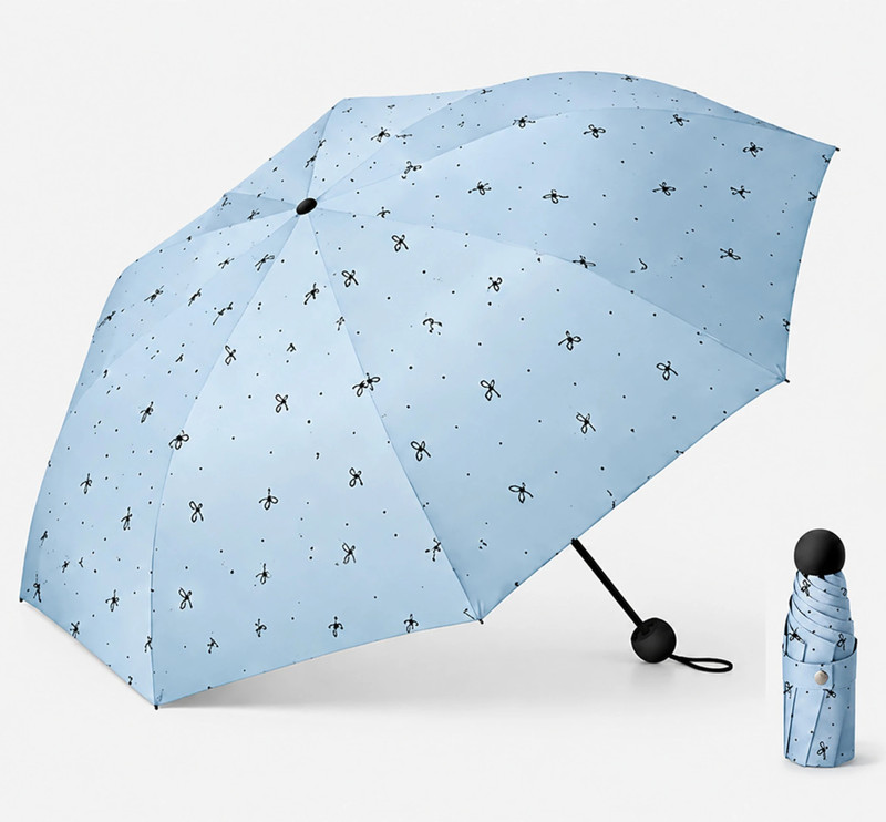 Ozoy Mini Capsule Folding Compact UV & Rain Protection Manual Open Travel Umbrella(Blue, Black)