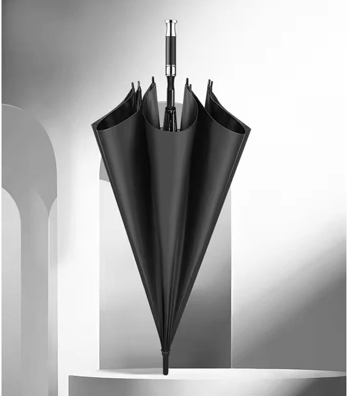 Nafeio Royal Classic Handle Umbrella Auto Open Windproof Unbreakable Stick Rain Umbrella(Black, Silver)