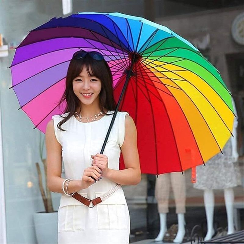 beautiloon Stylish Colorful Rainbow Umbrella Umbrella(Multicolor)