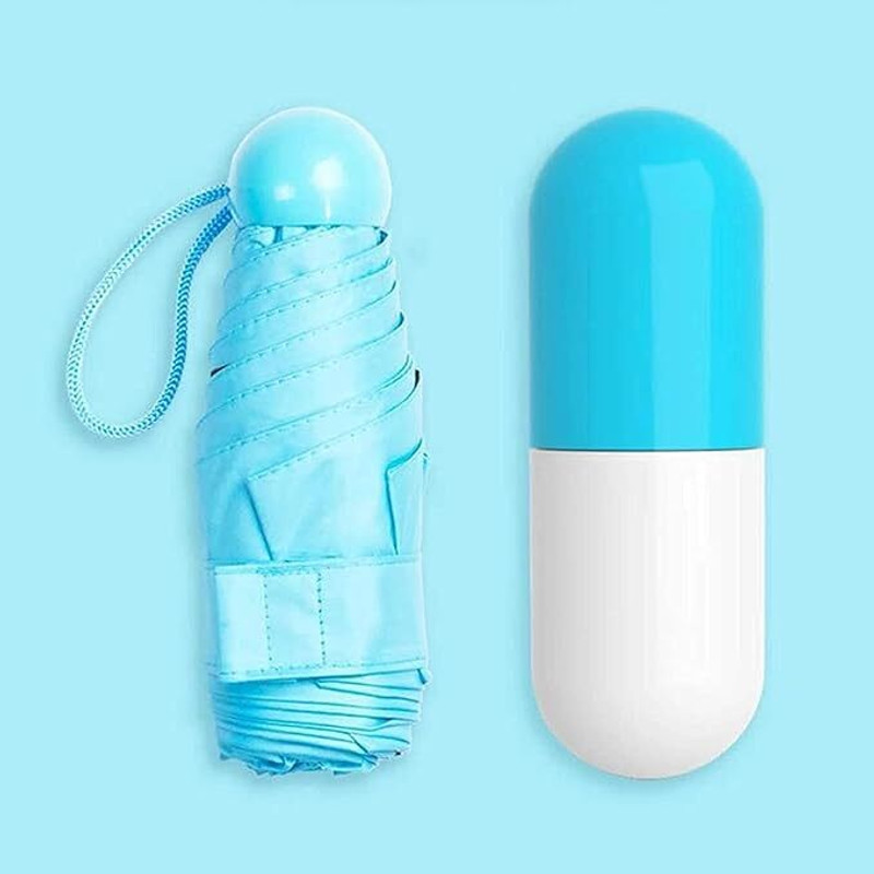 Ashaindustry Fold Portable Capsule Bottle Umbrella for UV Protection and Rain Umbrella(Blue)