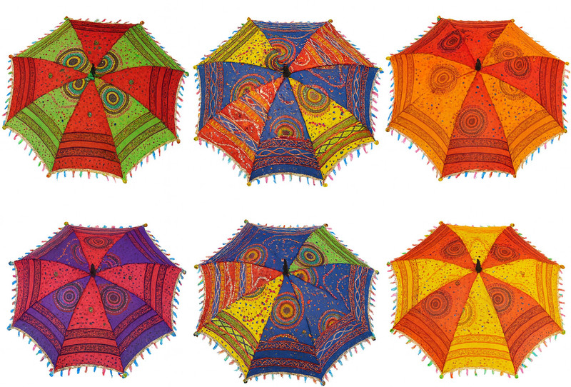 Gayatri handicrafts Sun Protection Rajasthani Handmade Event & Navratri Decorative Umbrella(6-Pcs) Umbrella(Multicolor)