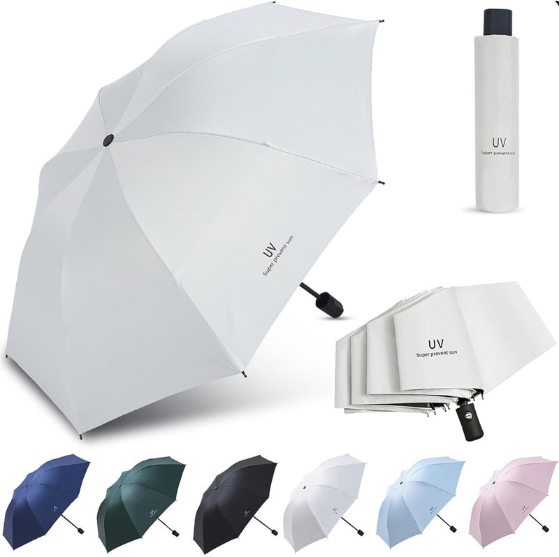 CITRODA 3 Fold Fully Automatic Rain UV Protection Portable Foldable Tiny Travel Folding Umbrella(Blue)