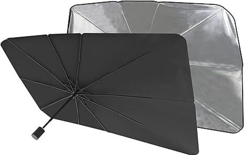 LNKART Windshield Sun Shade Umbrella [Vinyl Coating Heat Shield] Protect Car from Sun Umbrella(Black)