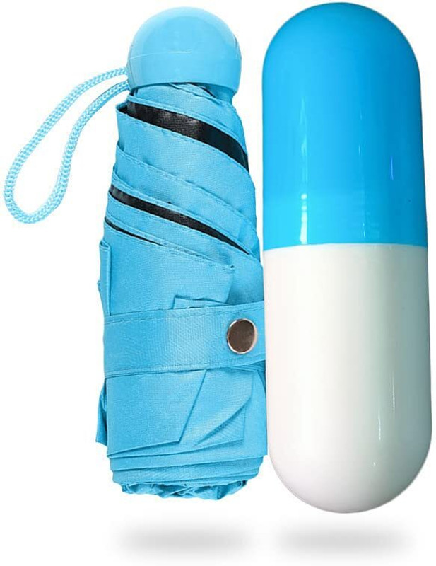 GRANTHI ENTERPRISE Small and Lightweight Anti-UV Capsule Case Mini Pocket Umbrella With 5 Folding Umbrella(Blue)