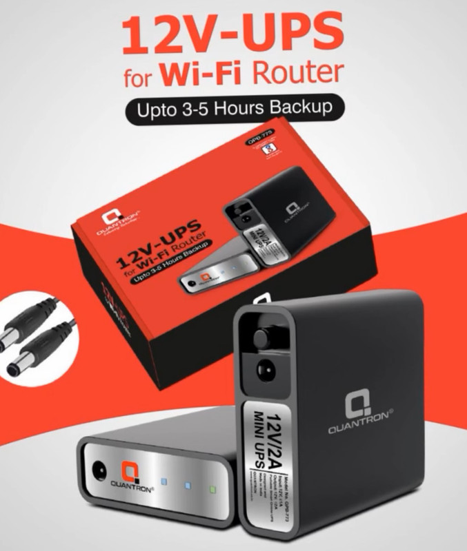 Quantron QPB-773, 12VOLT - UPS FOR WI-FI ROUTER UP TO 3-5 HOURS BACKUP. 12 V Offline/Standby Rack-mount Model UPS with Digital Display 1 Outlet Plugs