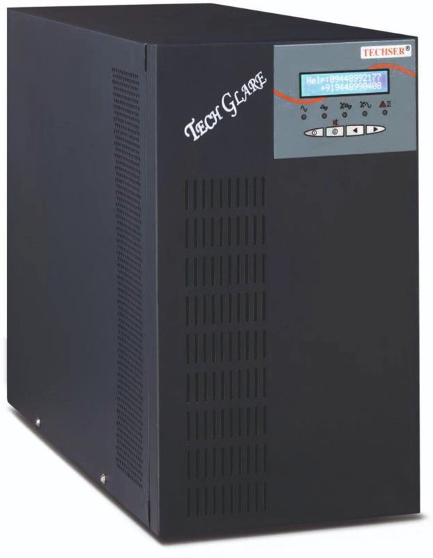Techser Techglare Series 3kva 96v online ups TECH GLARE 230 V Online/double-conversion Rack-mount Model UPS with Overload Protection with Digital Display 3 Outlet Plugs