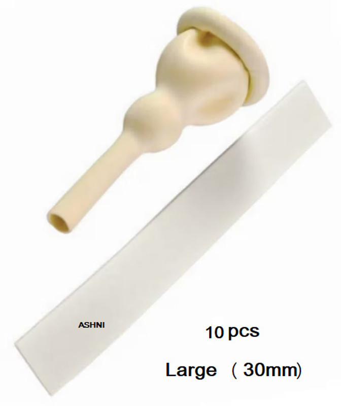 Ashni Male Cath Romsons Male External Catheter Large Size 30mm Pack Of 10pc Urine Bag(0 ml Beige)