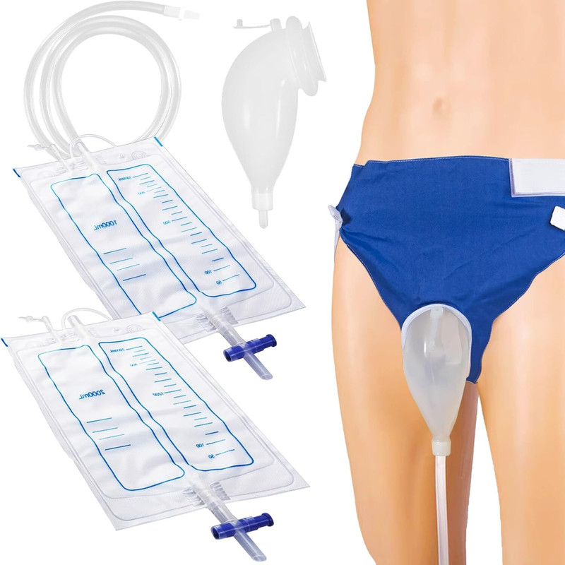 RM ENTERPRSIE Male Reusable Male Urine Bag 2000 Ml + 1000 Ml Urine Bag(3000 ml Blue)