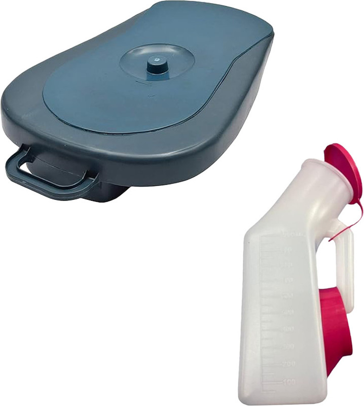 MEDISKY Unisex Polypropylene Autoclavable Plastic Bedpan & Urinal Urine Pot(1000 ml Blue, White)