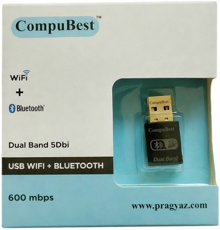 CompuBest Dual Band WiFi 6 + Bluetooth USB Adapter(Multicolor)