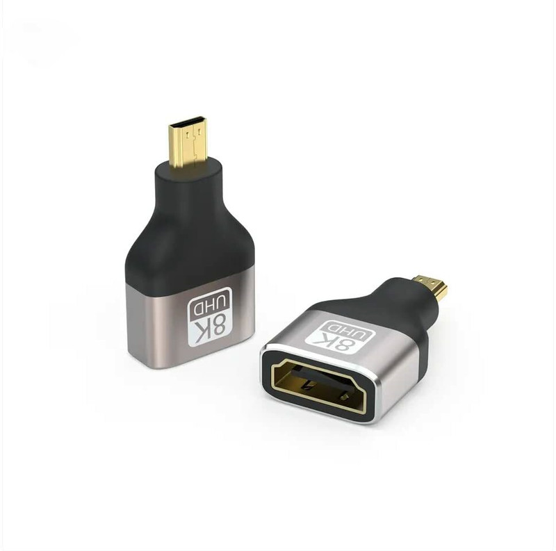 Etzin 8k Micro HDMI to HDMI Adapter, Standard Micro HDMI Adapter 2.1 Version(EPL-952H) USB Adapter(Black, Grey)