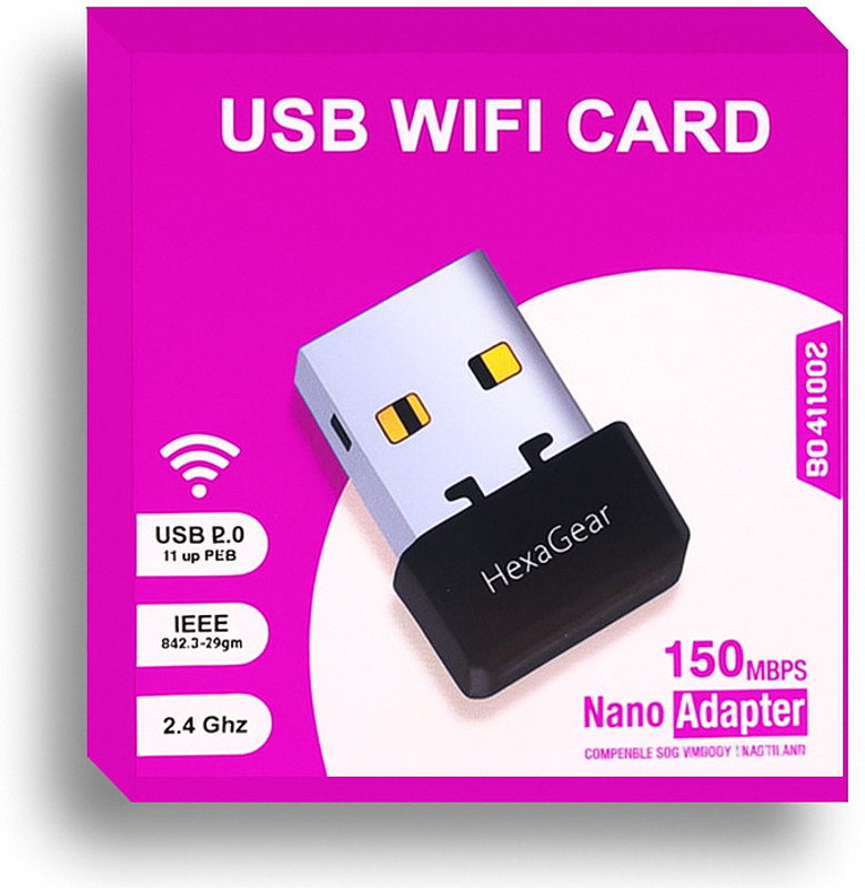 HexaGear WiFi USB Adapter with Strong Connectivity for PC Laptop and Desktop Computer USB Adapter(Black)