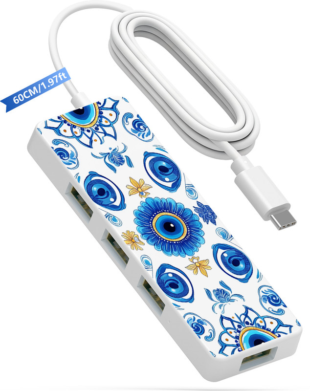 Venzina USB C 30 Hub Type C Multiport Adapter with 4 Ports and 60cm Cable USB Adapter(White)