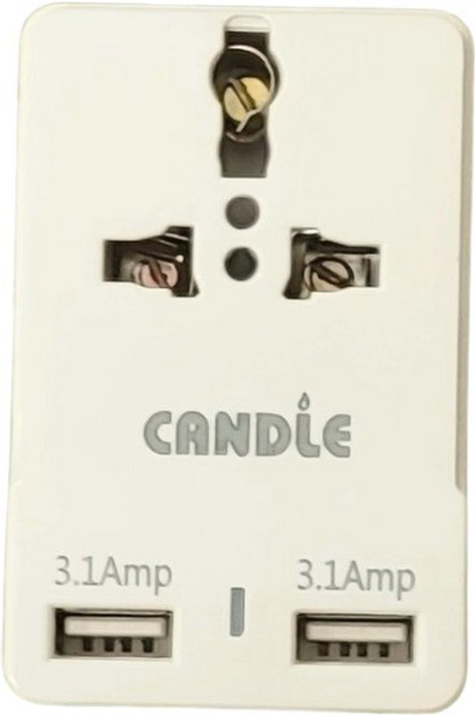 CANDLE 2 USB Universal Sockets Multi Plug Travel Adaptor USB Adapter(White)