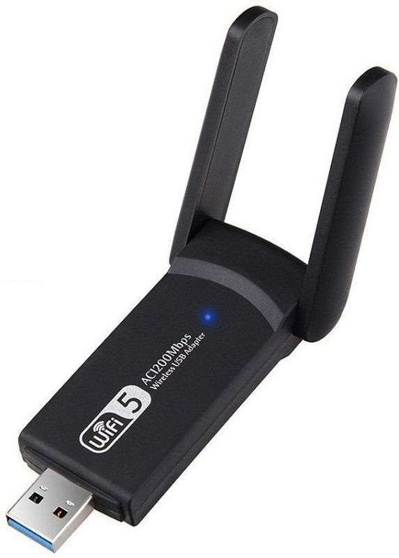 Wavenex Dual Band Realtek Wi-Fi USB Adapter RTL8812BU 1200 Mbps USB Adapter(Black)
