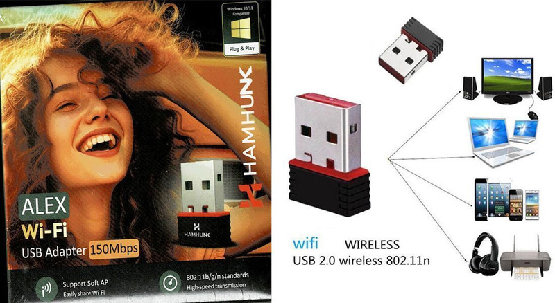 Mdslago High-Speed USB WiFi Adapter Stable & Fast Wireless for desktop and laptop USB Adapter(Black)