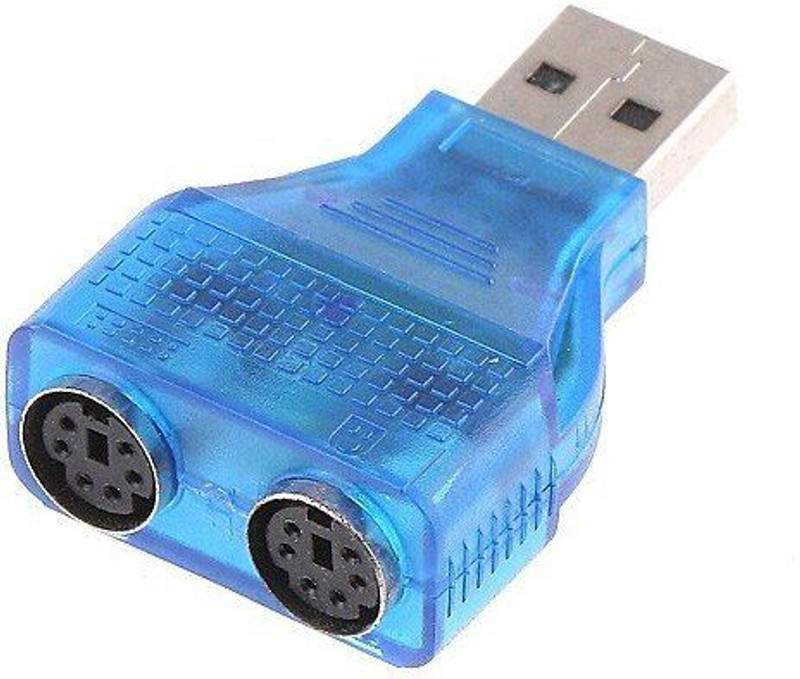 PAC USB Male to Dual PS/2 Female Adapter PC Keyboard Mouse Converter Splitter USB Adapter(Blue)