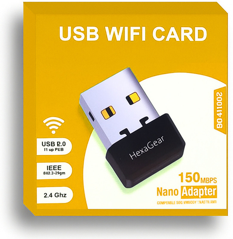 HexaGear Wireless WiFi Adapter Plug & Play for Laptop Computer and PC Stable Connection USB Adapter(Black)