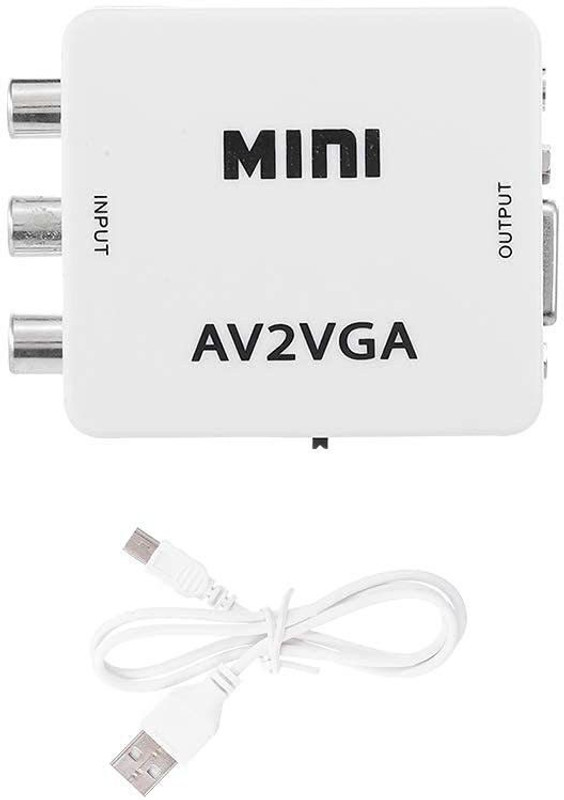 dilos Mini AV to VGA Converter Box 1080P HD Video Converter,Setup Box Connect to VGA L USB Adapter(Black)