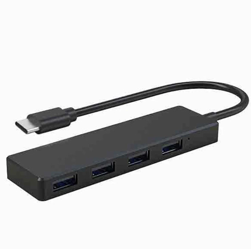 ENTWINO C Type Hub With 4 USB Ports, For MacBook/Phone/Tab/Laptops, 1 Male C-Type, 4 Female USB 2.0 USB Hub(Black)