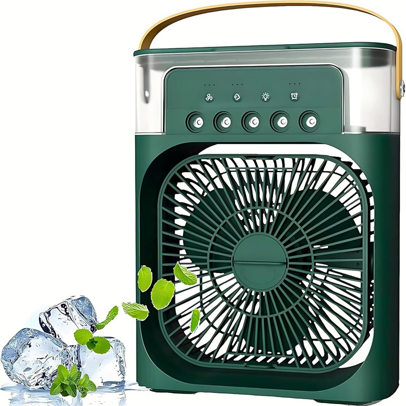 Rhobos Evaporative Cooling for Portable Comfort Mini Cooling Air Conditioner Fan with 5 Sprays, 7 LED Colors USB Fan(Multicolor)