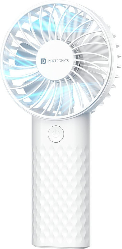 Portronics Toofan Mini 2 Handheld Fan with 6 Speeds, Type-C, 2000mAh Battery POR-3182 Rechargeable Fan(White, Silver)