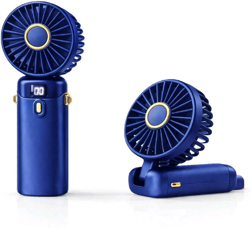 Hokiit Hand Fan Rechargeable ,Mini Fan ,Small Fan Portable Mini Hand Fan with 3 Speed & 1200 mah battery USB Fan USB Fan(Blue)
