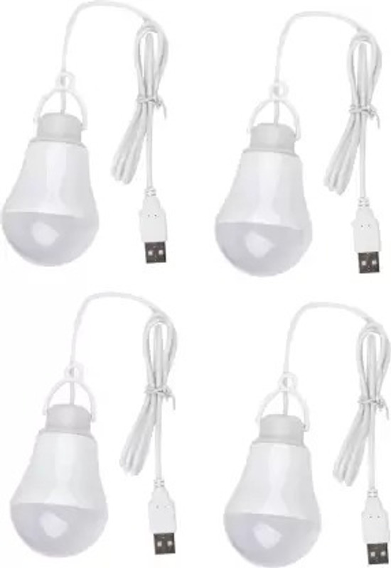 icall BBD 4 USB LED Bulb 5 Watt 6 Volts Bright Light Reading Lamp for Outdoor Camping Used with Any Laptop, PC, Power Bank & Smart Phone Led Light(White)