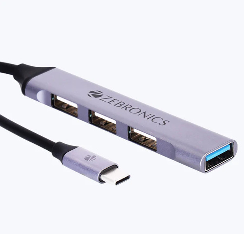 ZEBRONICS 4 in 1 USB Type C Multiport Adapter Zeb TA500U Zeb TA500U - 4 in 1 USB Hub(Silver)