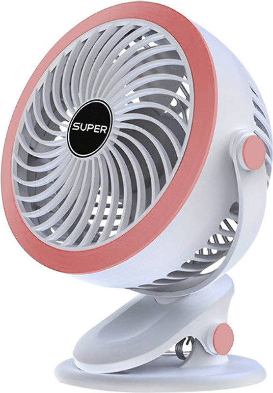LACCO 5Speeds Adjustable,Bidirectional 360 ° Adjustable,Super Strong Wind,Portable Fan Mini Clip on Fan, Battery Operated Desk Fan USB Fan(Pink)