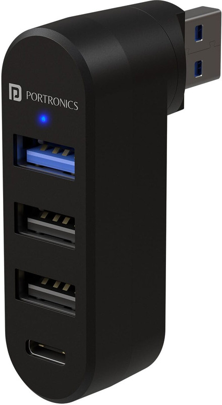 Portronics MPort Spin MPort Spin 4-in-1 USB Hub,Type-C,Superfast 3.0, USB 2.0 for Laptop,PC & more USB Hub(Black)