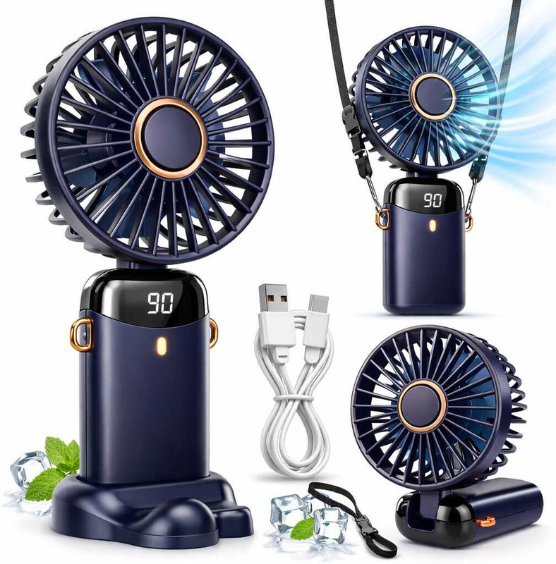 Grabix Mini Fan N 15 Rechargeable Fan(Blue)