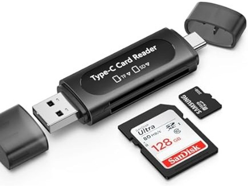 Foxne Point Type C Usb 3 in 1 High-speed Universal Otg Tf Card Reader for Android,Computer Card Reader(Black)