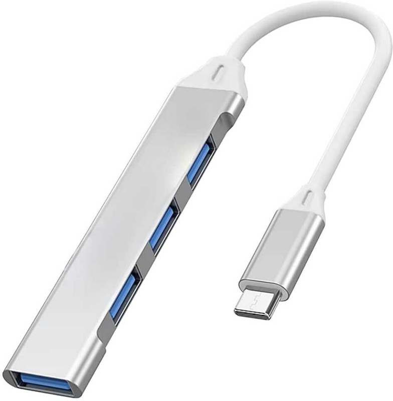 T ZED USB HUB Z-10 C TYPE HUB 4 Port with Speed Data Transfer Cable Usage All USB Devices Support USB Hub(Silver)