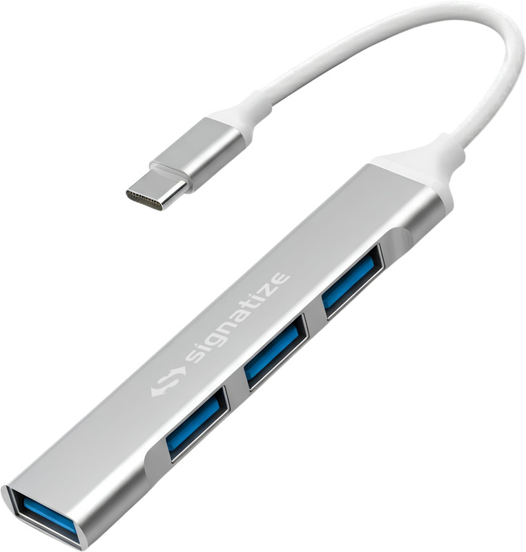 SIGNATIZE USB Hub Type C to 4 USB Ports with Universal Compatibility 1*USB 3.0 & 3*USB 2.0 USB Hub for Laptop, Mobile Type C USB Hub(Grey)