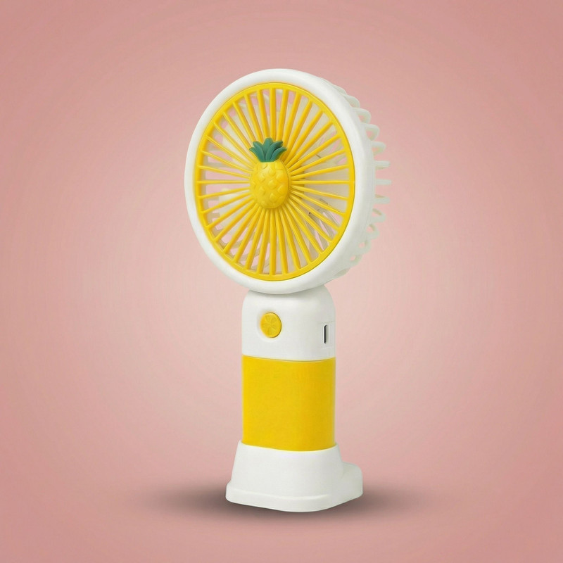 LABONYAA Pineapple Design Handheld Table Fan | Lightweight Personal Cooling Fan Portable Mini USB Rechargeable Fan with 3 Speed Modes USB Charger(Yellow)