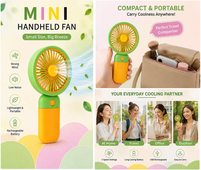 MINI Mini_Fan_001 Mini_Fan_001 USB Fan, Rechargeable Fan(Multicolor)