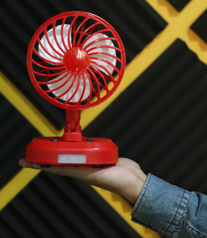 HexaGear Rechargeable Fan With Led Light Heavy Duty Motor & Foldable charging time 1.5 Hour Fan With Type C Charging Port Home, Outdoor, Temple, Baby USB Fan(Red, Yellow)