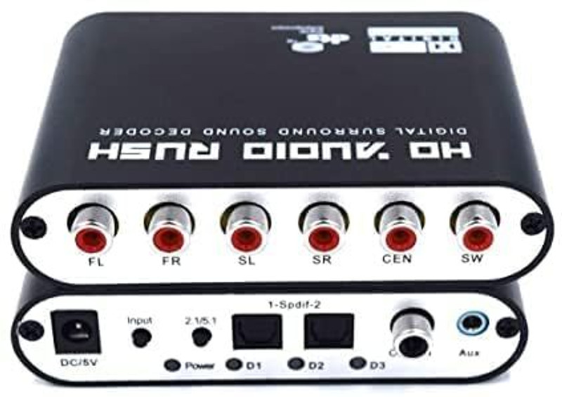RuhZa RUHZA 5.1 Channel HD Audio Rush, Digital Sound Decoder Converter 5.1CH Analog Audio (HDMI TO VGA CABLE ADAPTER) Sound Card(Black)