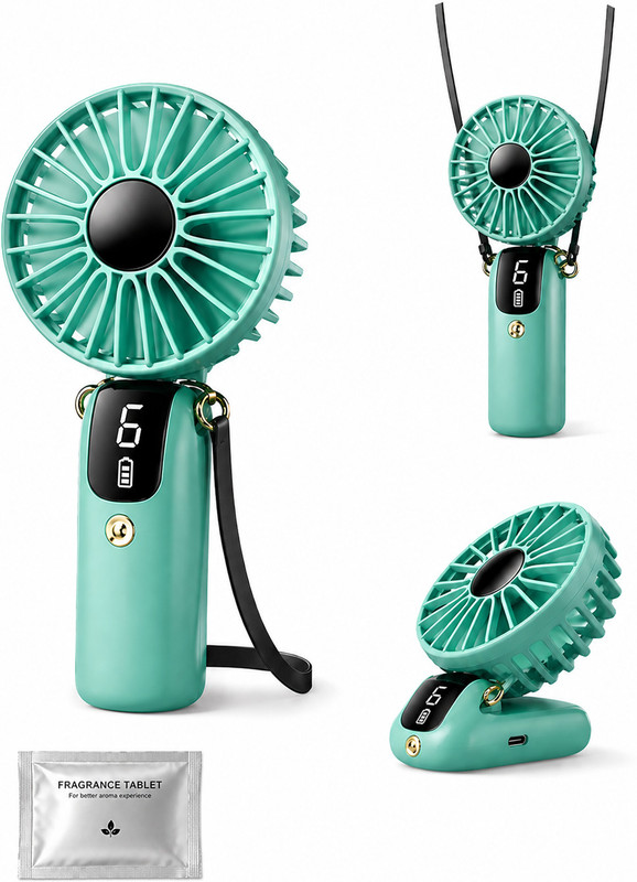 Merphin F-10 Foldable Usb Rechargeable Personal Fan with Digital Display and Fragrance Tablet USB Fan(Multicolor)